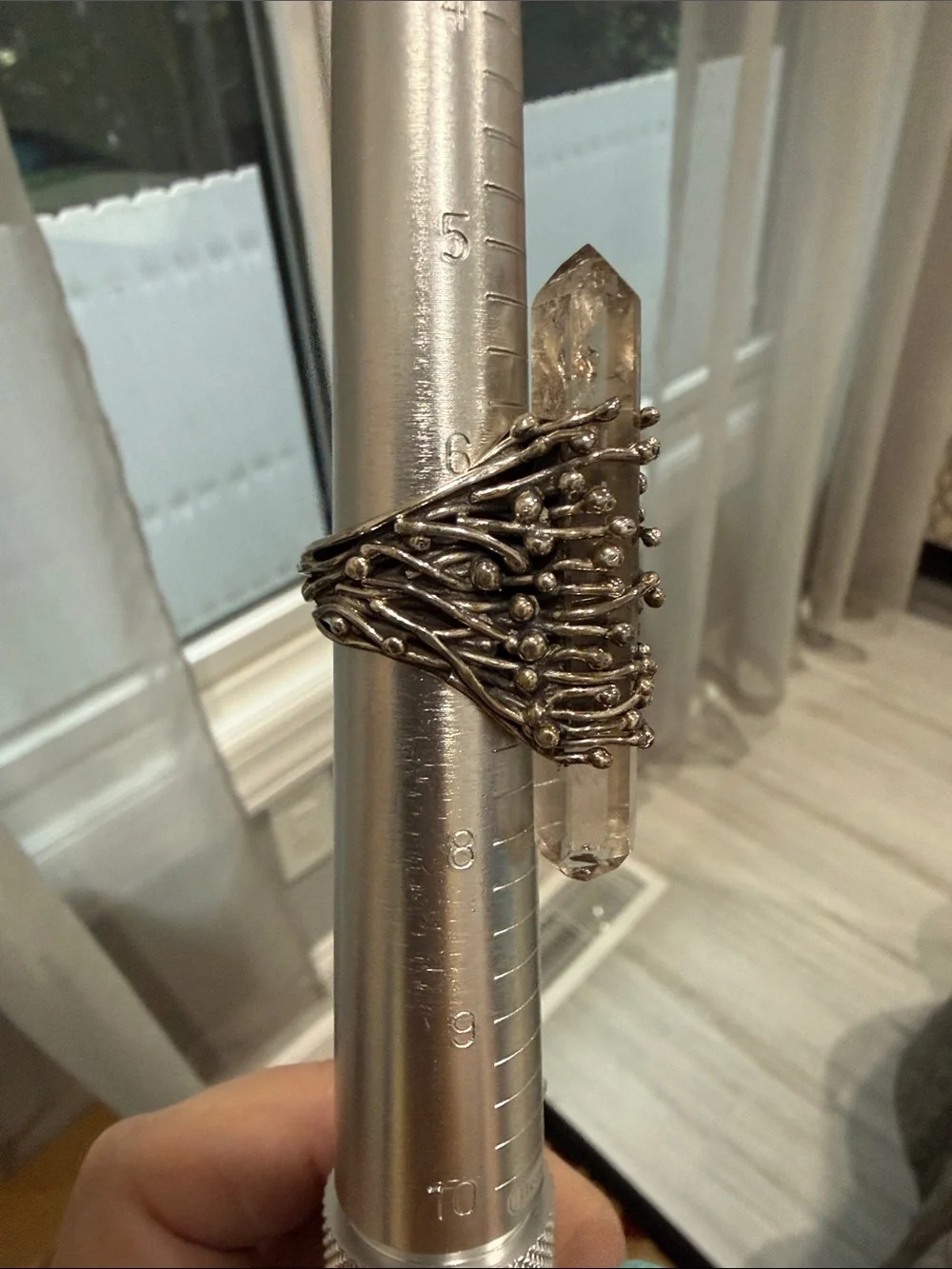 Clear Quartz Point Sterling Silver ring - size 6.5